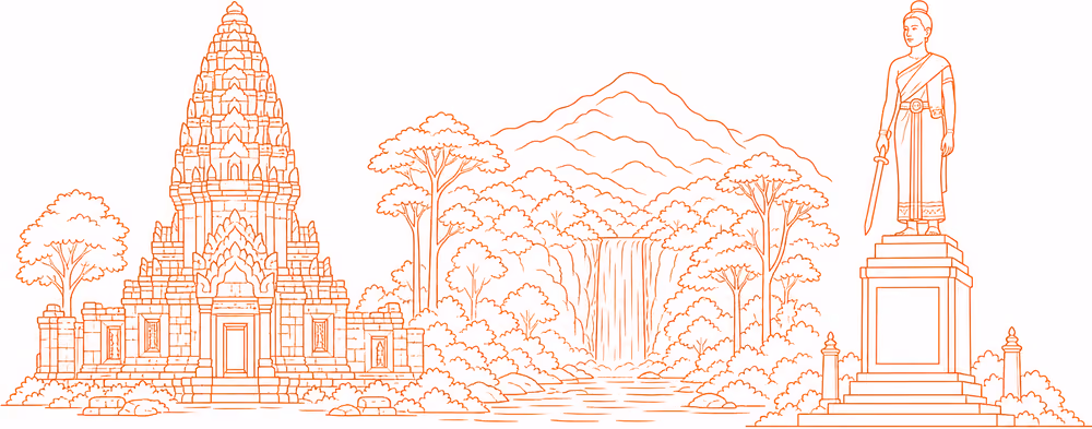 ภาพประกอบลายเส้นแลนด์มาร์กโคราช